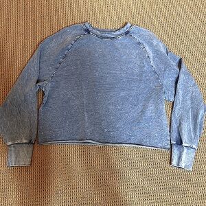 Distressed blue cropped sweatshirt